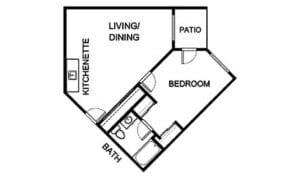 Architectural floor plan of a resident unit