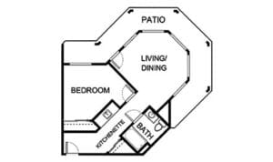 Architectural floor plan of a living unit