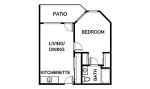 Architectural floor plan of a living unit