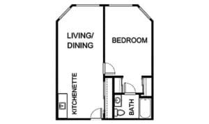 Architectural floor plan of a living space