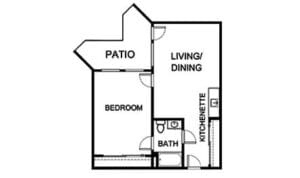Architectural floor plan of a resident unit