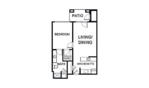 Architectural floor plan of a living unit layout
