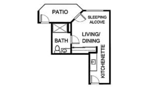 Architectural floor plan of a living unit