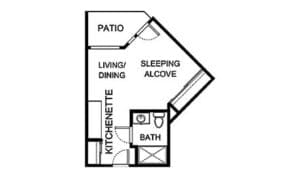 Architectural floor plan of a resident unit