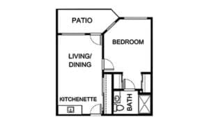 Architectural floor plan of a living unit