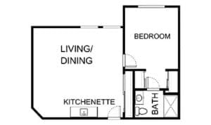 Architectural floor plan of a resident unit