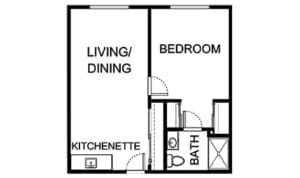 Architectural floor plan of a resident unit