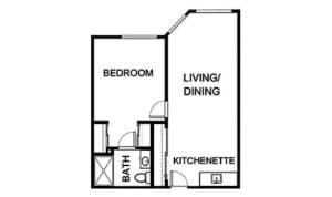 Architectural floor plan of a resident unit