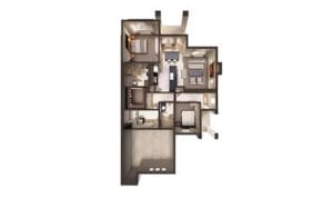 Architectural floor plan of a resident unit layout