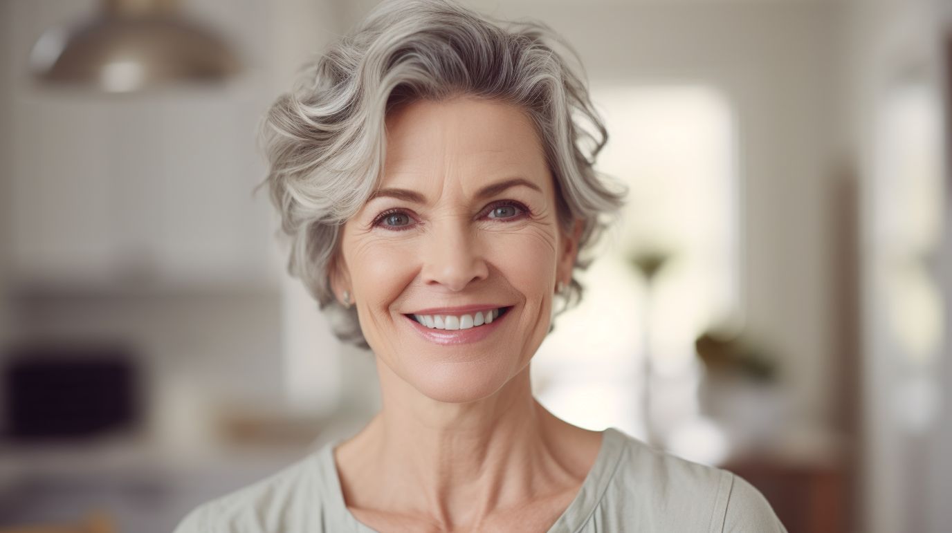 Smiling senior woman in a cozy living area