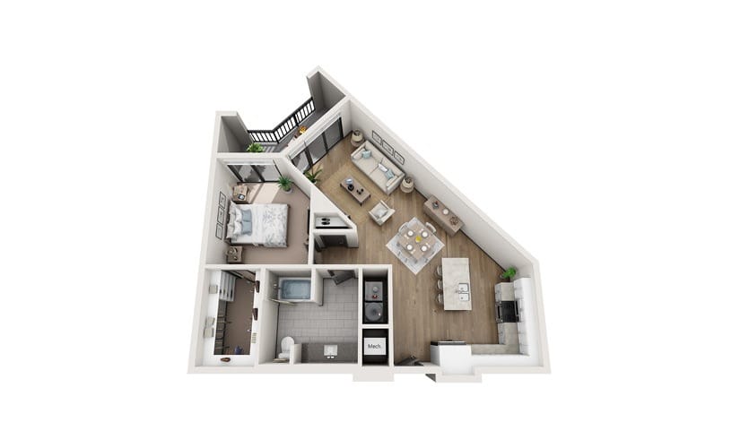Architectural floor plan of a resident unit.