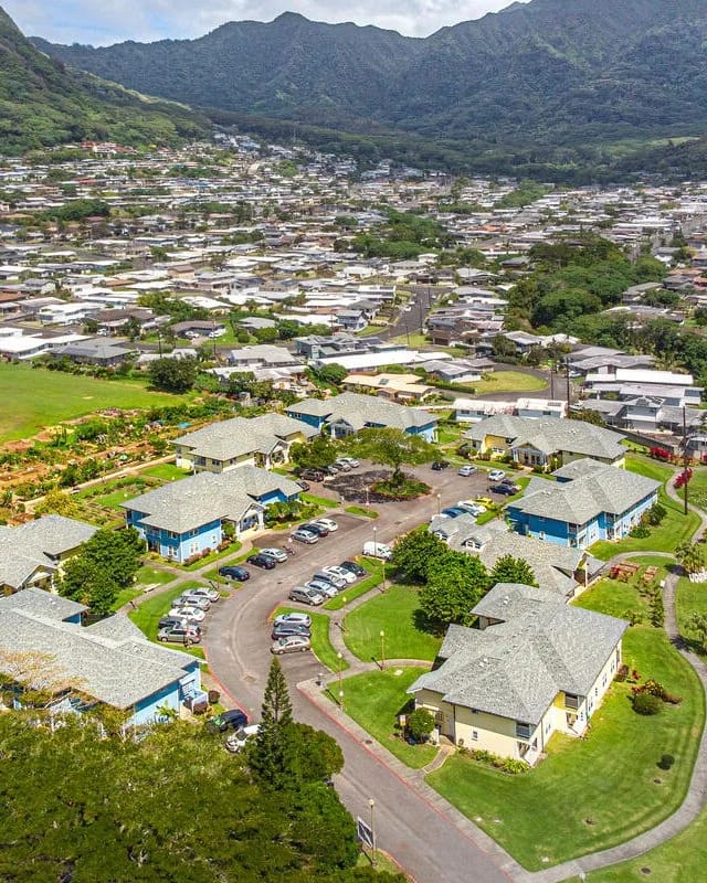 Aerial view of Manoa Gardens Elderly Housing campus