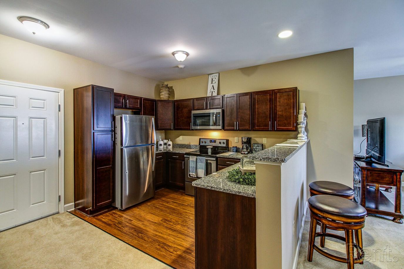 Modern kitchen area in a resident unit