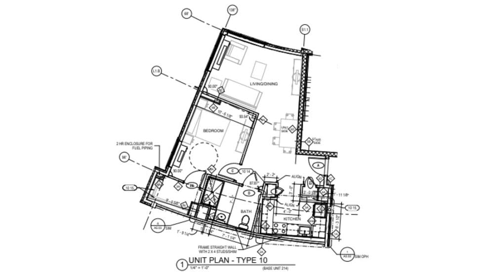Architectural floor plan of a unit layout