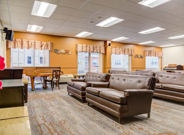 Common area with seating and natural light