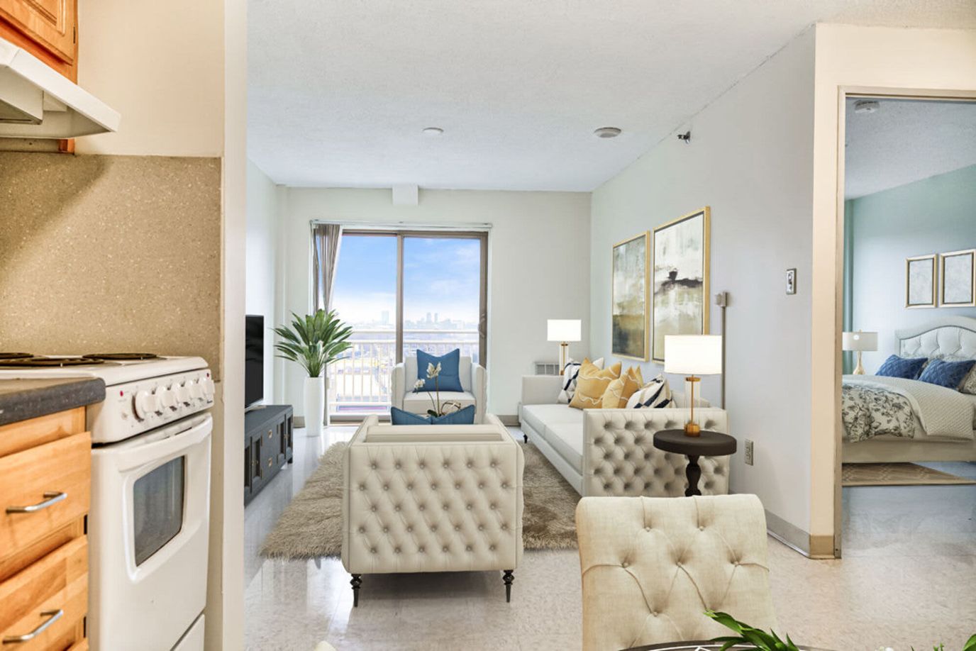 Bright interior of a comfortable living area
