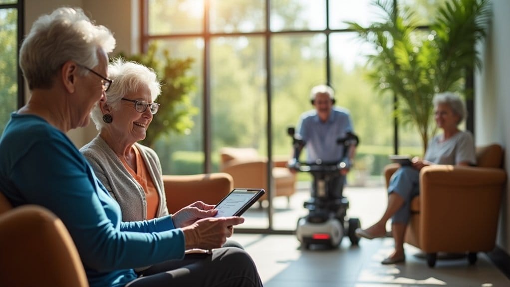 Residents engaging in conversation in a common area