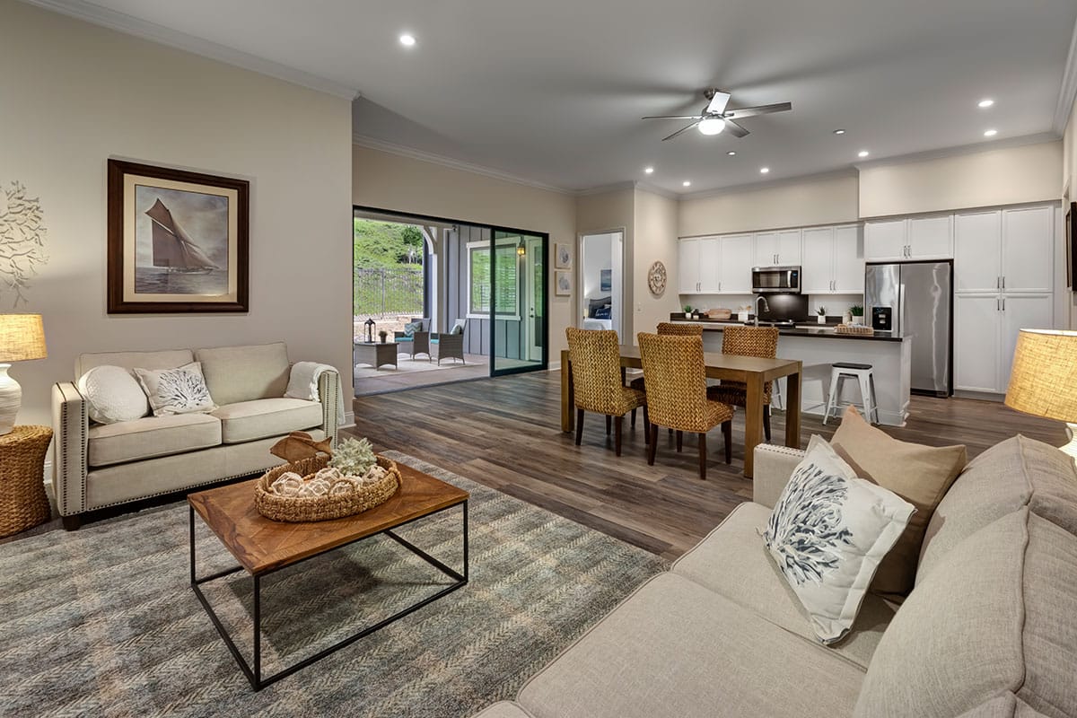 Stylish common area with furniture and natural light