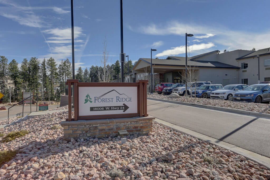 Entrance sign and exterior of Forest Ridge facility