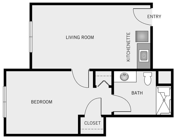 Architectural floor plan of a resident unit