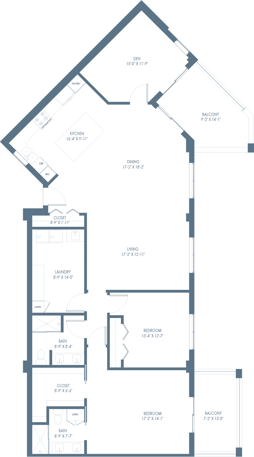 Architectural floor plan for a residential unit