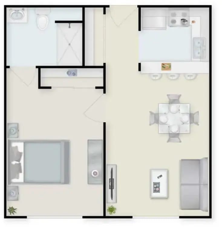 Architectural floor plan of a resident unit.