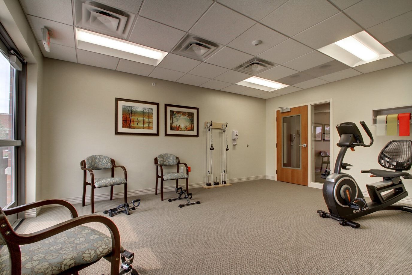 Interior of a fitness room with exercise equipment