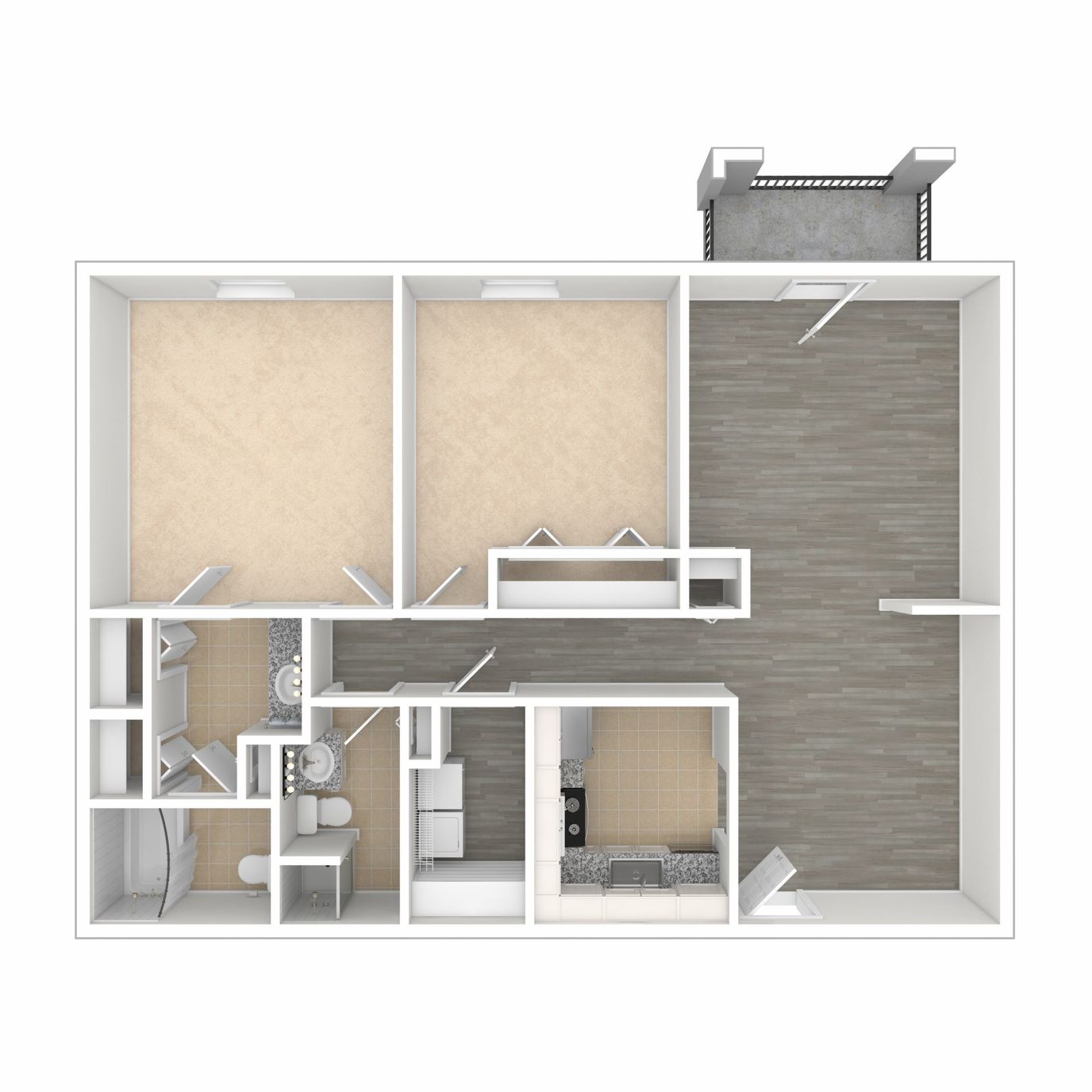 Architectural floor plan of a living unit