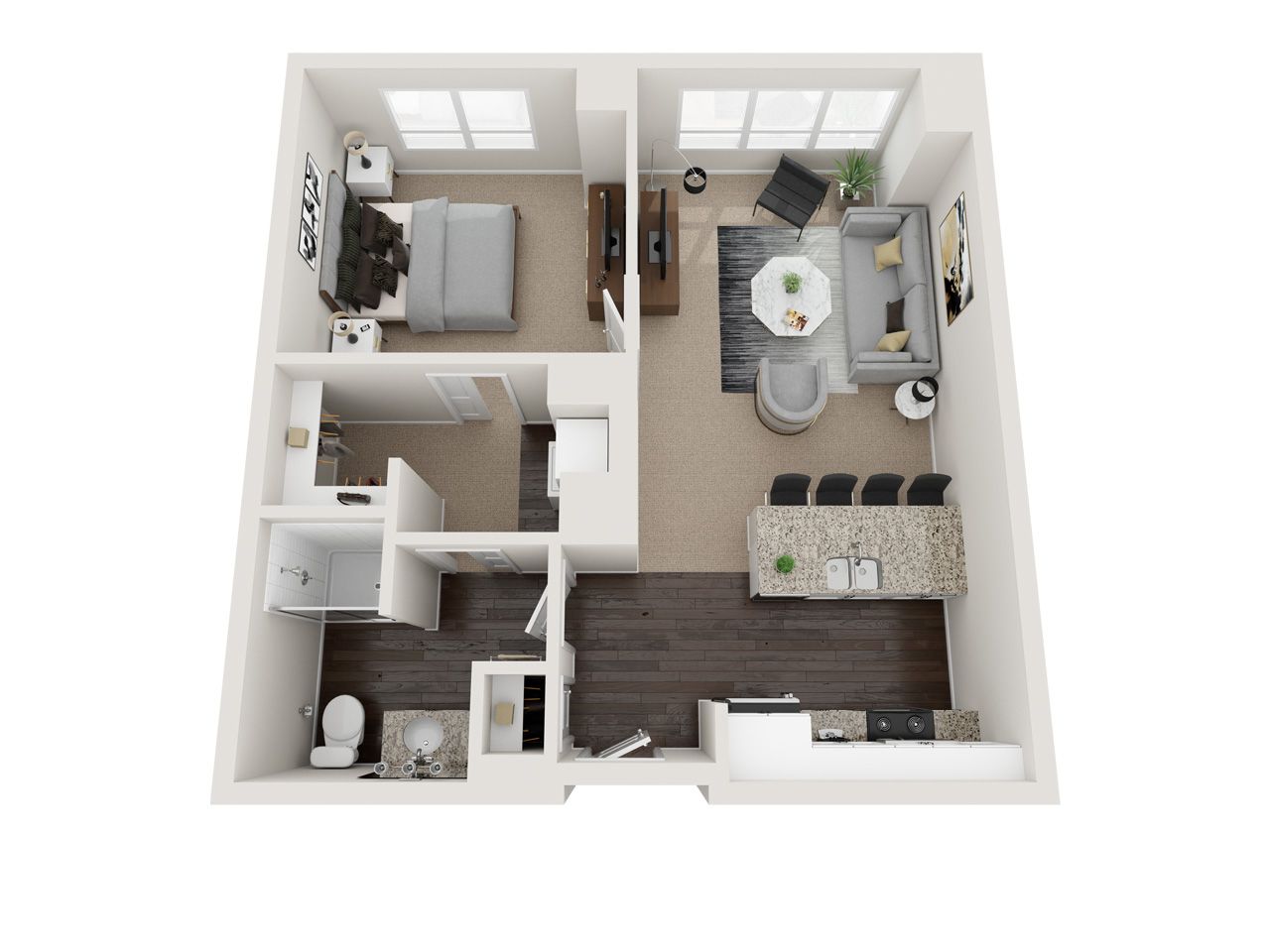 Floor plan of a two-bedroom apartment layout