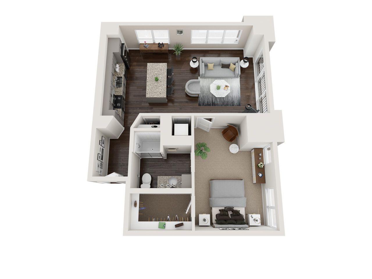 Architectural floor plan of a resident suite layout