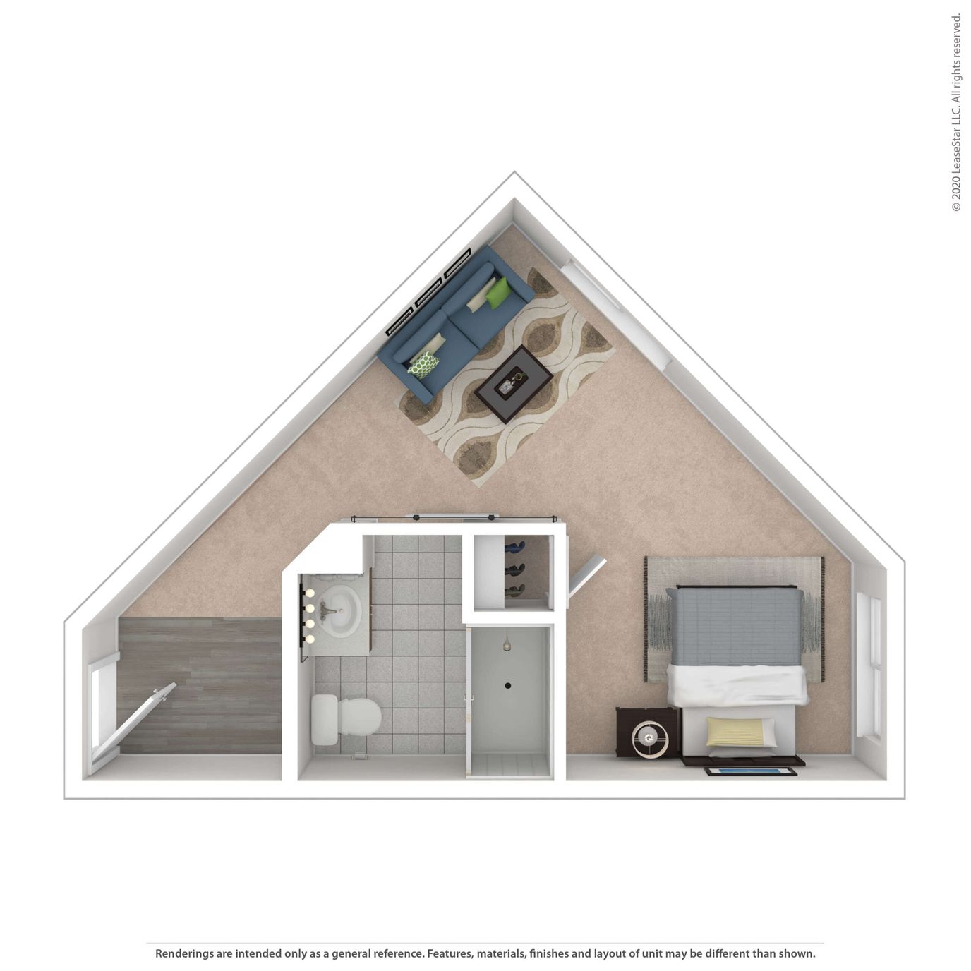 Architectural floor plan of a resident unit