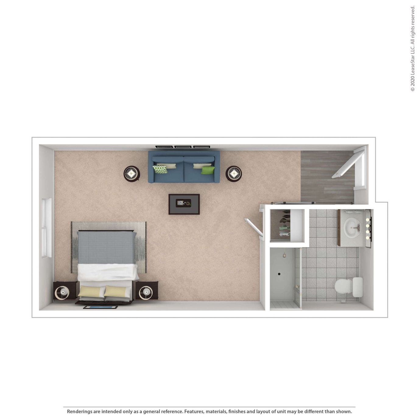 Floor plan of a senior living unit