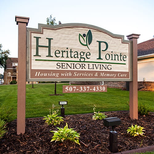 Outdoor sign for Heritage Pointe Senior Living