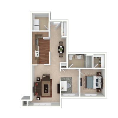 Architectural floor plan of a resident unit
