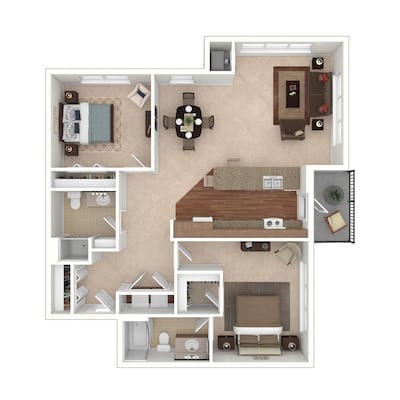 Architectural floor plan of a living unit