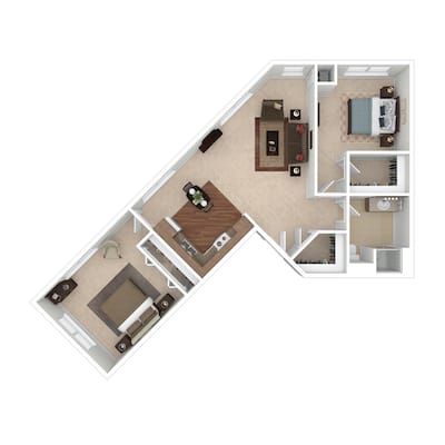 Architectural floor plan of a resident unit