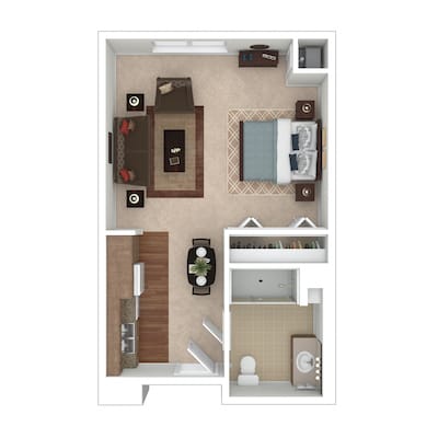 Floor plan of a resident room layout