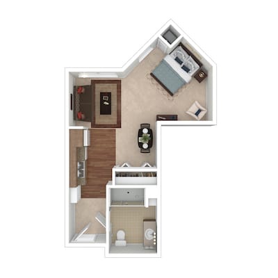 Architectural floor plan of a living unit