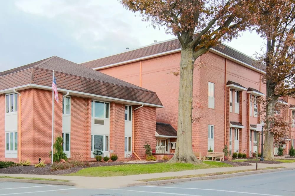 Exterior view of a senior living facility building.
