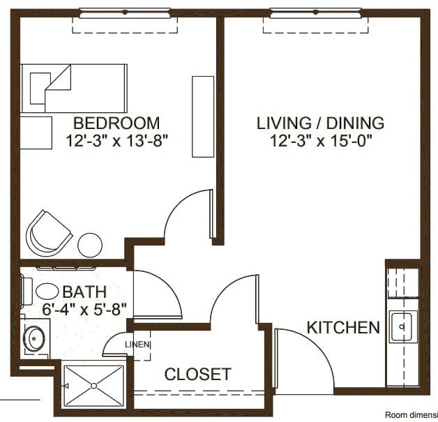 Architectural floor plan of a unit layout