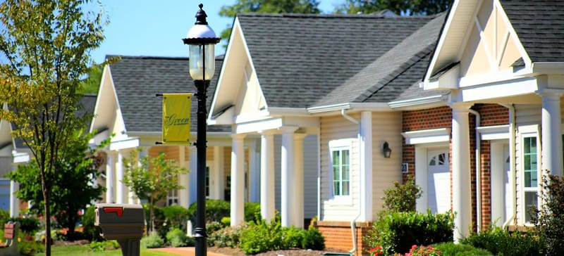 Charming outdoor pathway lined with cottages