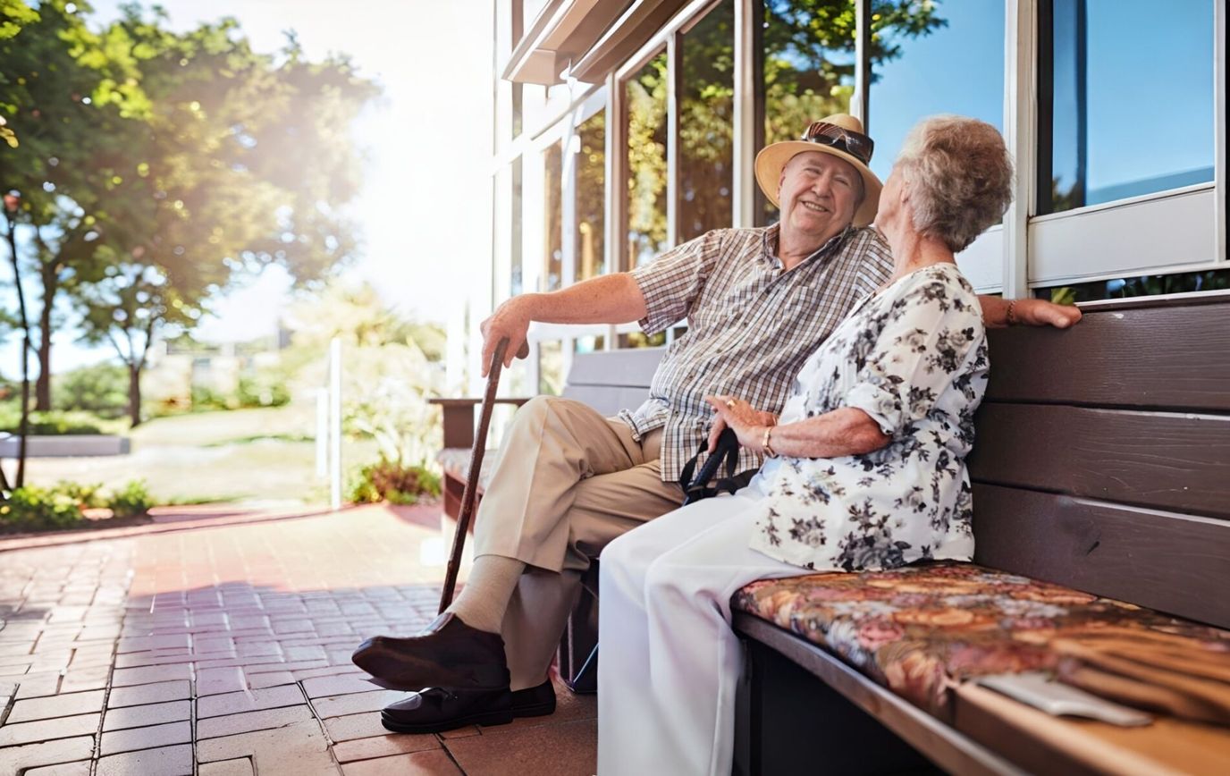 Two residents enjoying a sunny day outdoors