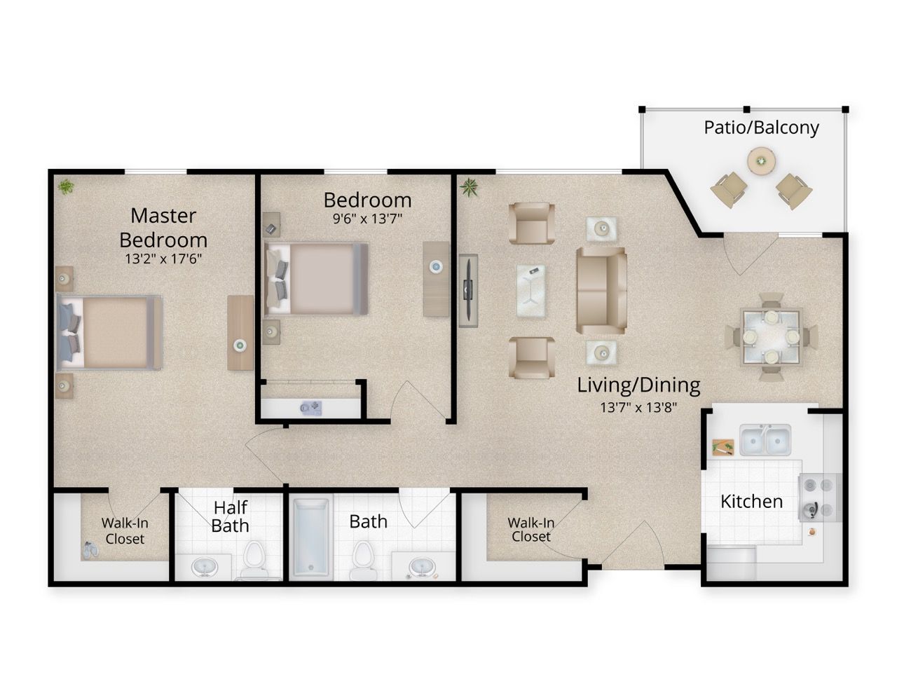 Architectural floor plan of a resident apartment