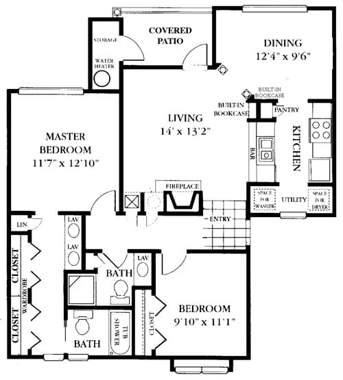 Architectural floor plan layout of a residence