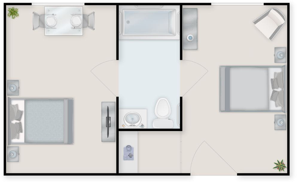 Architectural floor plan of a resident unit