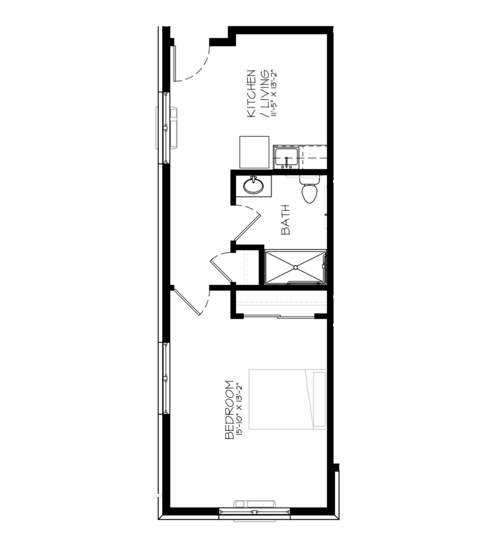 Architectural floor plan of a resident unit