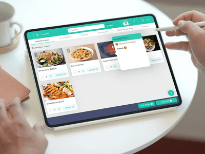 Granville Gardens Retirement Residence, assisted living — Tablet displaying a digital menu with food options