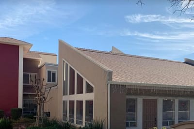 The Greenbriar on Stagecoach, independent living in Little Rock, AR — Modern building design with clear blue sky