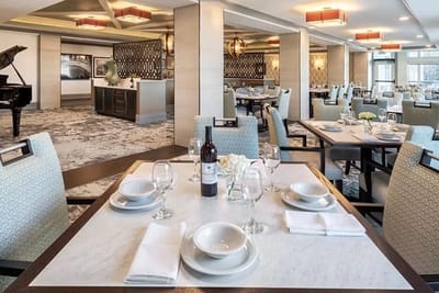 Elegant dining room set for a meal service