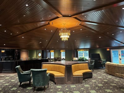 Interior view of a common area with seating